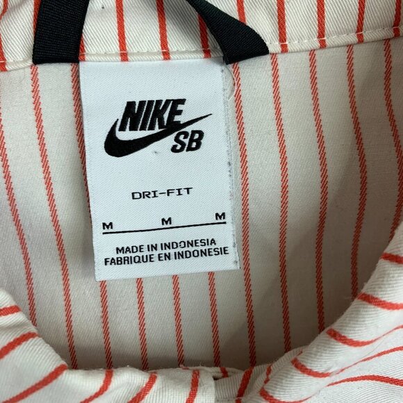 Nike Sb Mens Shirt Medium Red White Striped Button Up Short Sleeve Skateboarding - Picture 3 of 8